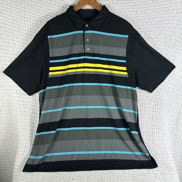 PGA Tour Pro Series Polo Shirt XXL Black Striped Golf Performance - Picture 2 of 6